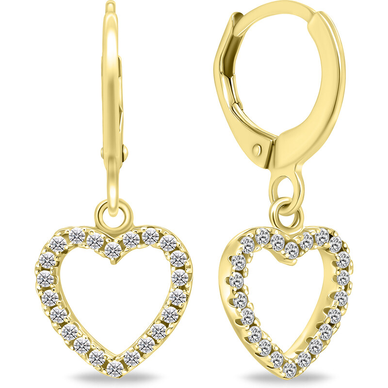 Brilio Silver Pozlátené kruhové náušnice so srdiečkami EA645Y 66615789