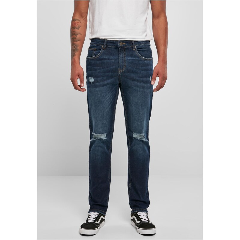 Urban Classics Mens Distressed Jeans Dark Blue 50659005