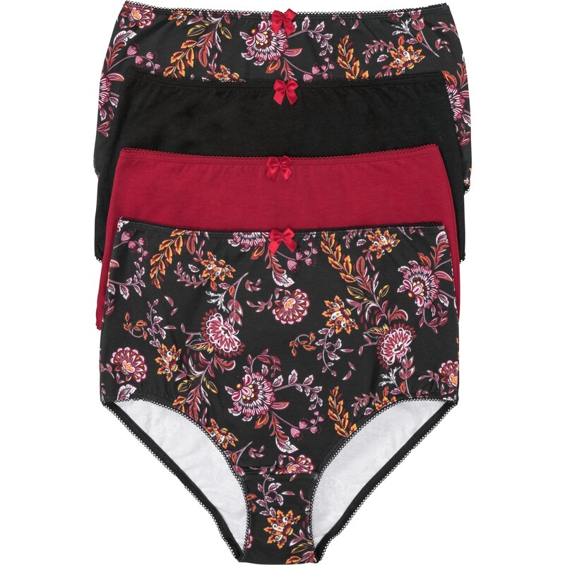 bonprix Vysoké nohavičky (4 ks), s bavlnou, farba čierna 47347464