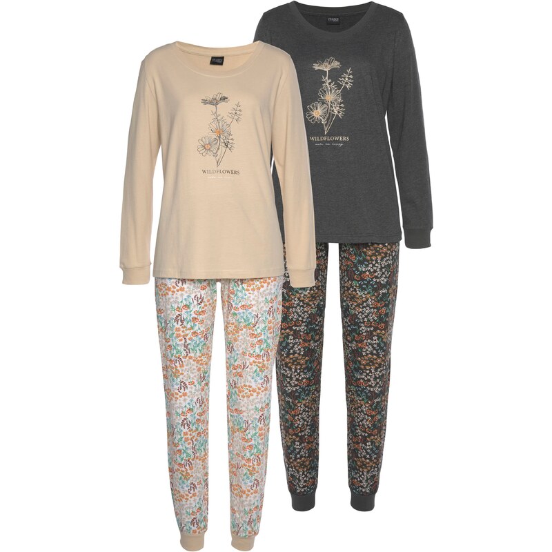 VIVANCE Pyžamo Dreams béžová / antracitová / oranžová / biela 54237078