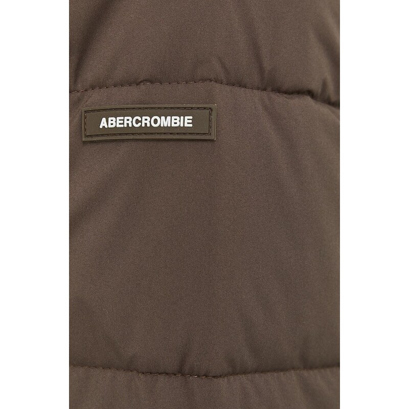 Bunda Abercrombie & Fitch pánska, hnedá farba, prechodná