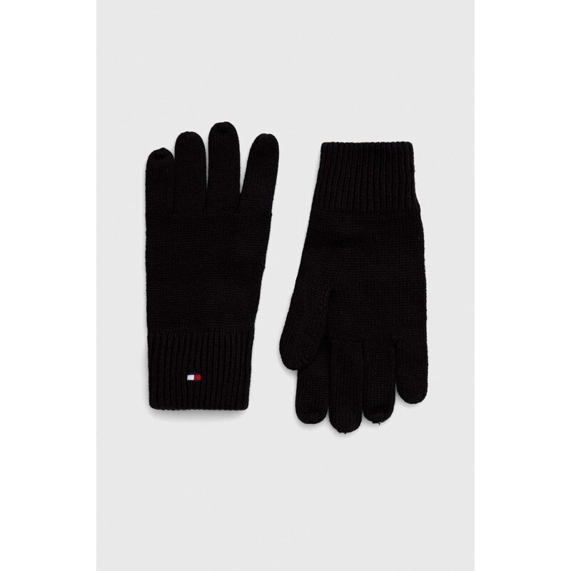 Čiapka a rukavice Tommy Hilfiger čierna farba