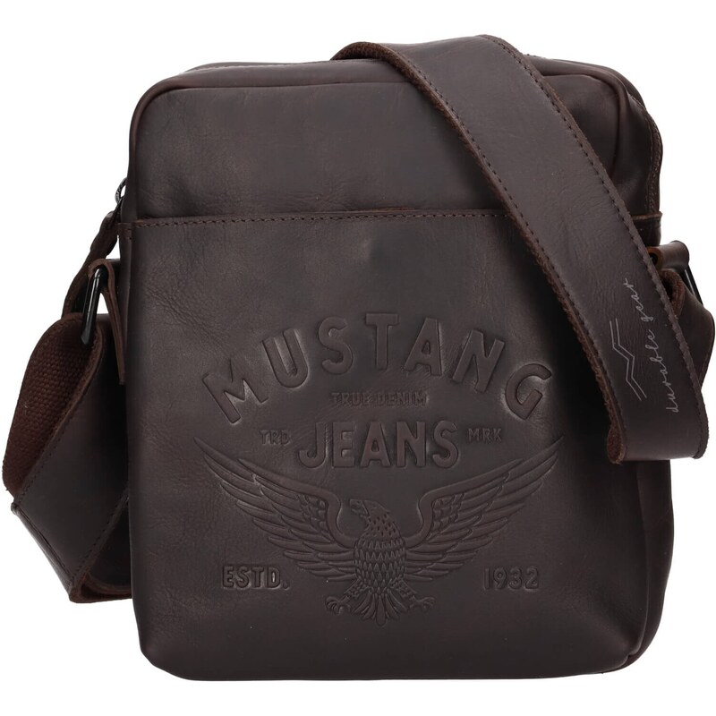 Pánska kožená taška cez rameno Mustang Demos - tmavo hnedá 36485387