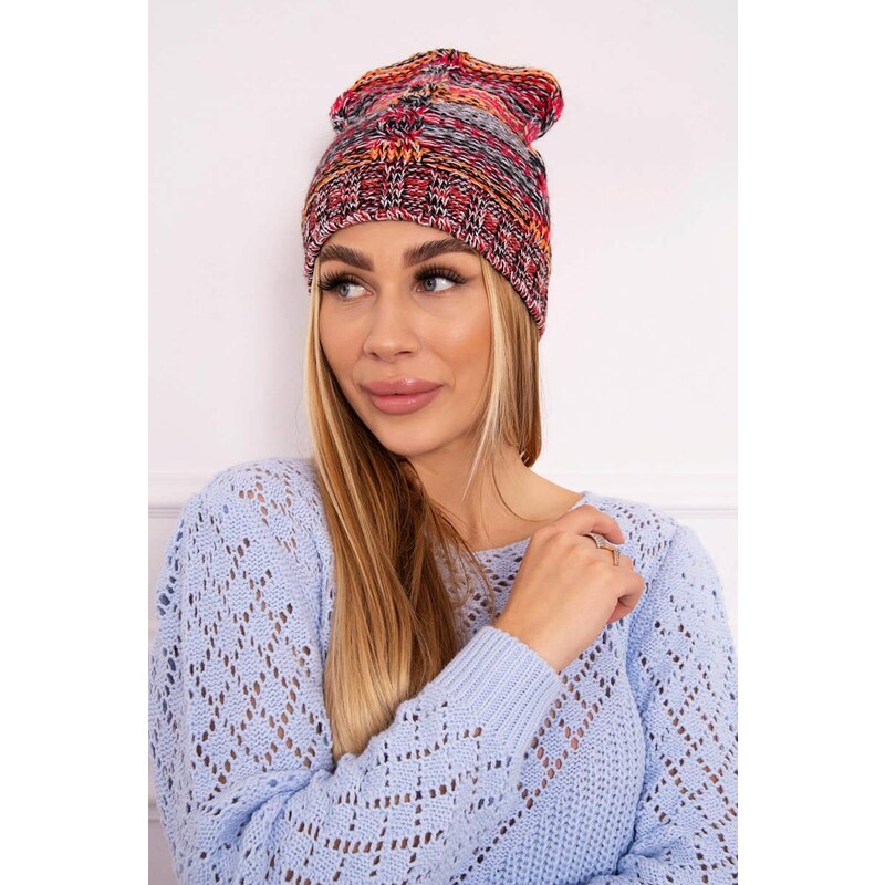 MladaModa Dámska čiapka Klaudia K255 oranžová+červená 36491652