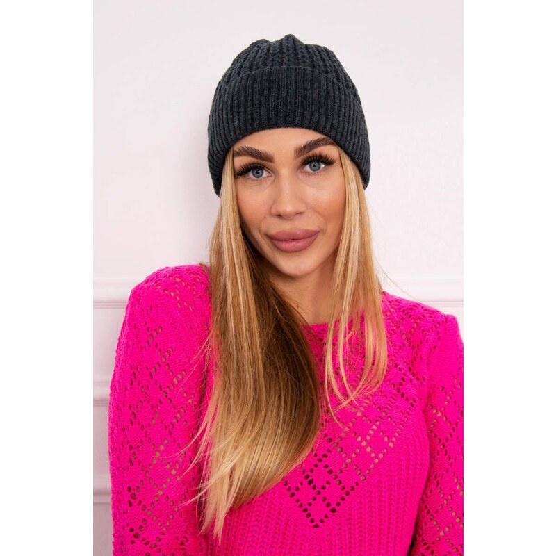 MladaModa Tenká dámska čiapka Violetta K251 grafitová+tmavá tyrkysová 36491668