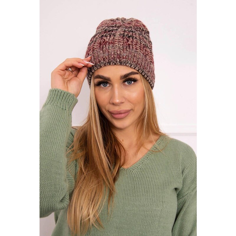MladaModa Dámska čiapka Melisa K241 bordová+béžová 36491687