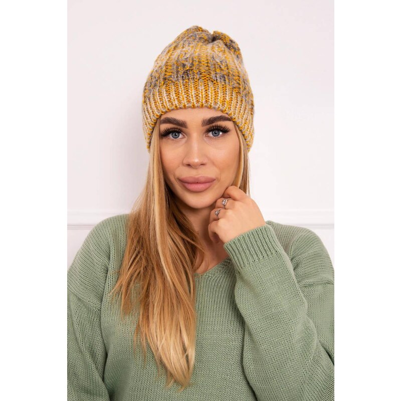 MladaModa Dámska čiapka Melisa K241 horčicová+šedá 36491689