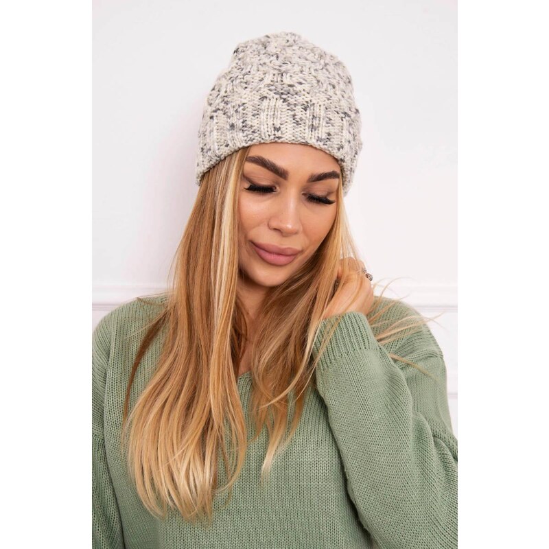 MladaModa Dámska čiapka Eliza K205 farba ecru+šedá 36491741