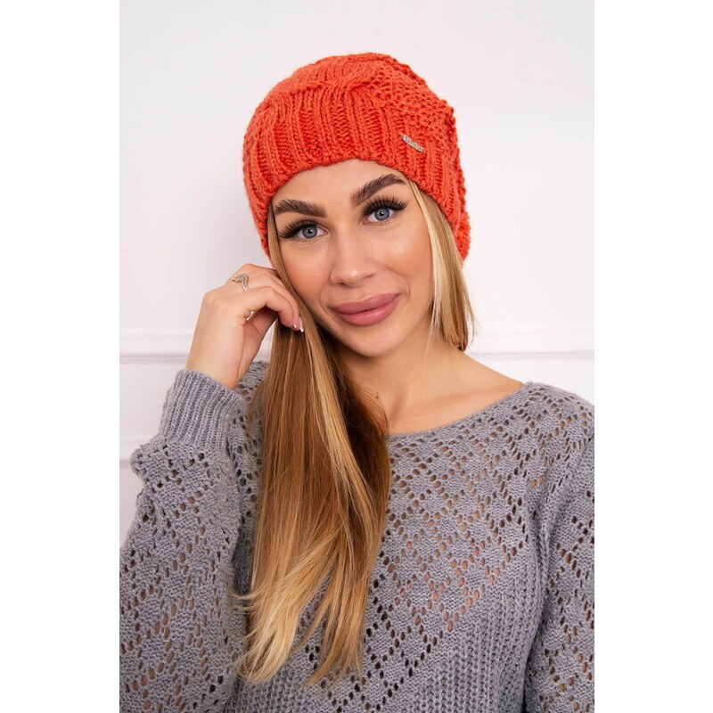 MladaModa Dámska čiapka s brmbolcom Justina K253 oranžová 36492360