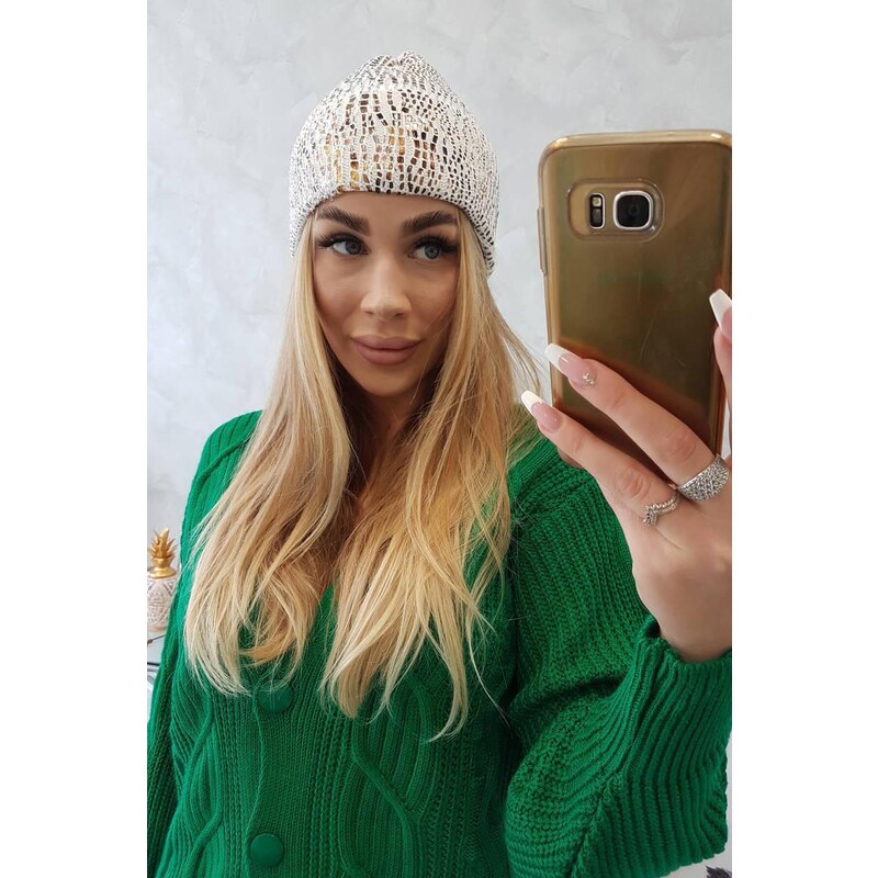 MladaModa Dámska čiapka s motívom pantera K233 biela 36492467