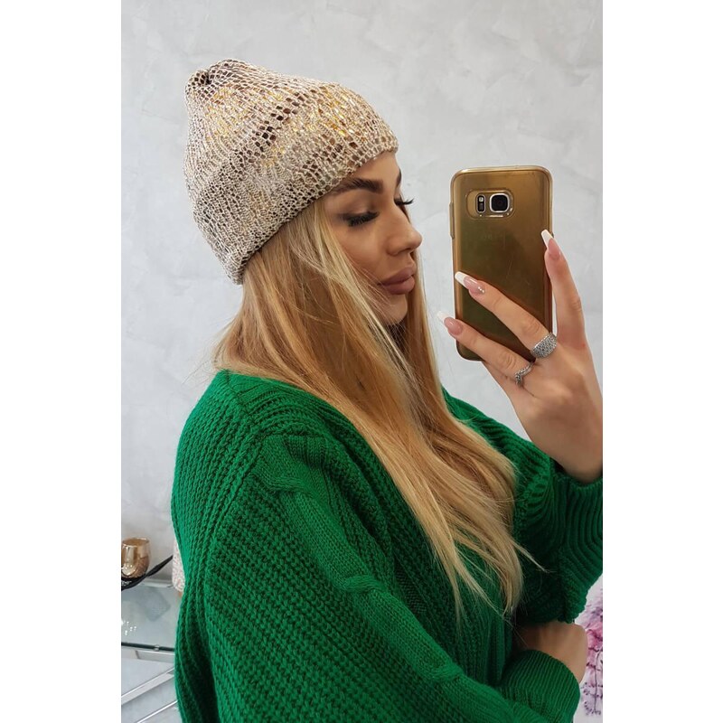 MladaModa Dámska čiapka s motívom pantera K233 béžová 36492470