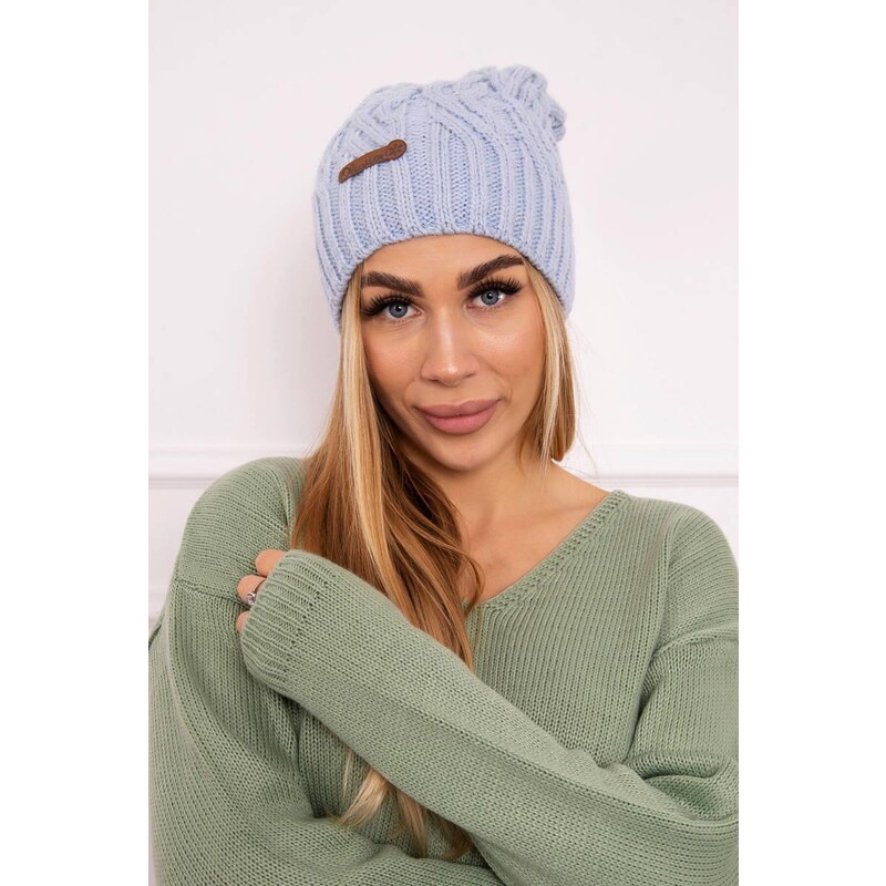 MladaModa Dámska čiapka s brmbolcom Paulina K227 svetlomodrá 36492481