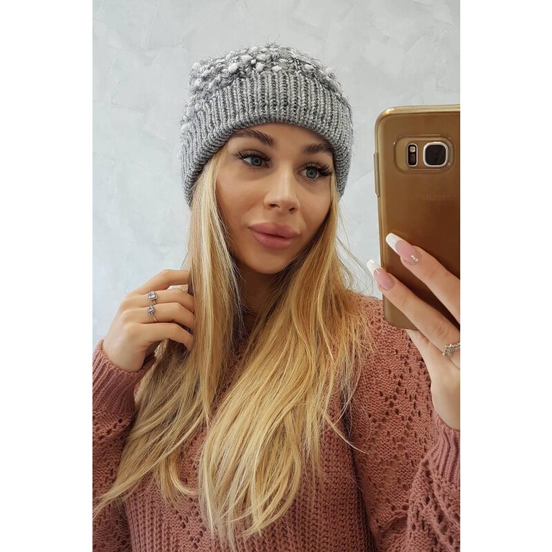 MladaModa Dámska čiapka Bubble K219 šedá 36492515