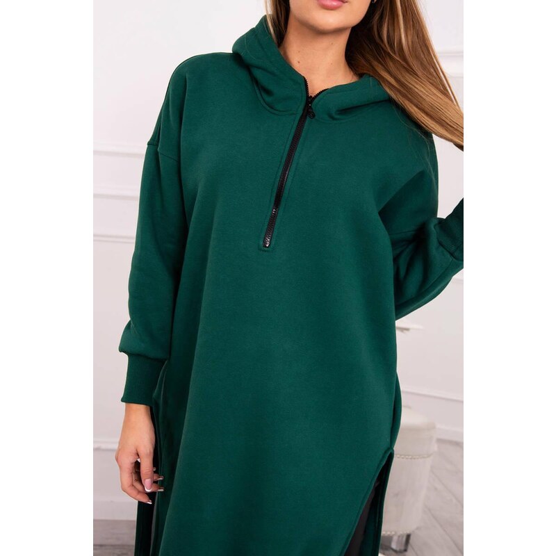 MladaModa Dlhá hrejivá mikina s kapucňou a rozparkami model 9301 36503253