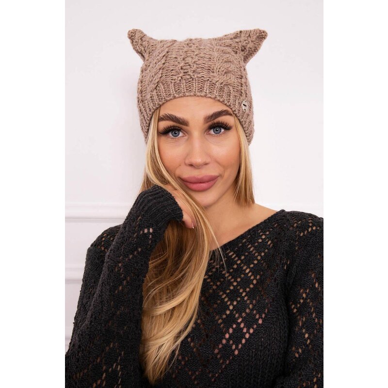 MladaModa Dámska čiapka Rabbid K237 tmavá béžová 36430823