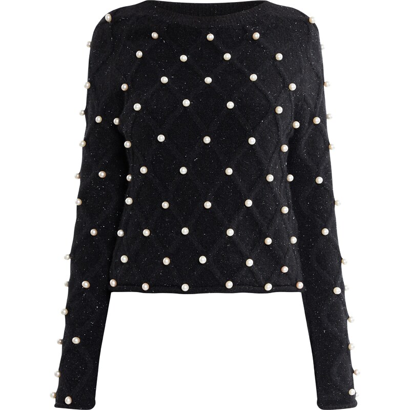 faina Sveter Koosh čierna / perlovo biela 65867976