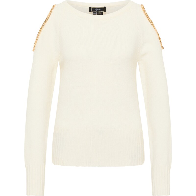 faina Sveter Tuxe zlatá / biela ako vlna 62239465