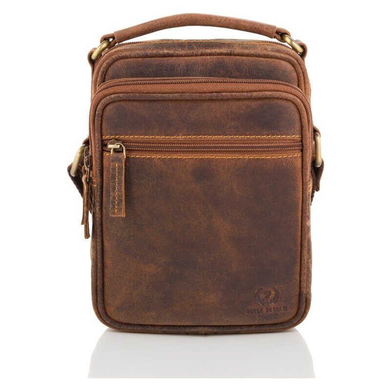 PAOLO PERUZZI Kožená taška cez rameno T-22-HBR | hnedá T-22-HBR 36538867