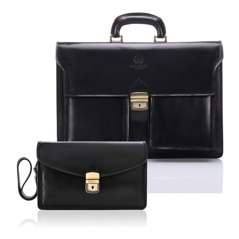 PAOLO PERUZZI Pánska súprava aktovka + etue ZUP-58-BL | čierna ZUP-58 36529180