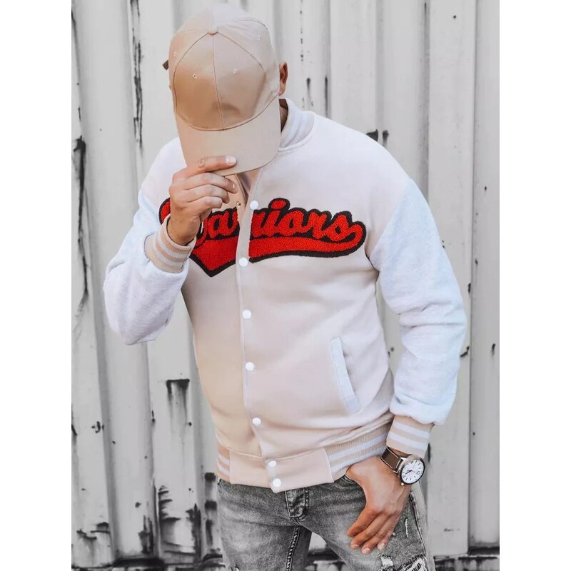 Buďchlap Originálna baseball mikina v ecru farbe 36550797