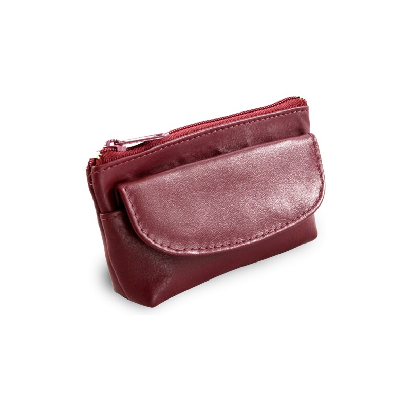 Arwel Burgundy kožená kľúčenka so zipsovým a poklopovým vreckom 619 36559805