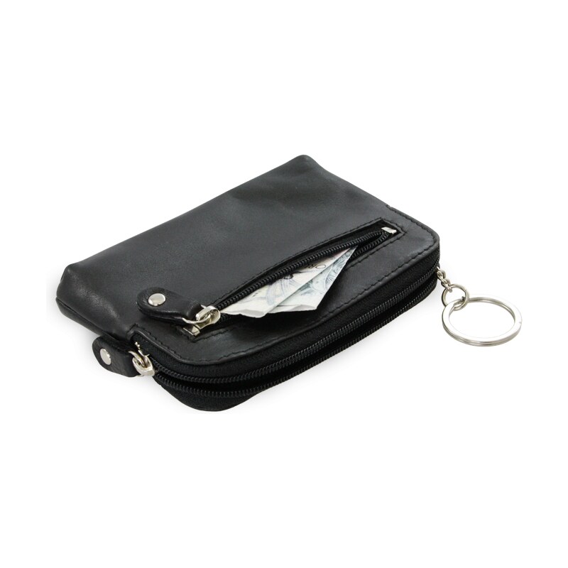 Arwel Väčšia čierna kožená dvojzipsová kľúčenka 619-8104-60 36559843