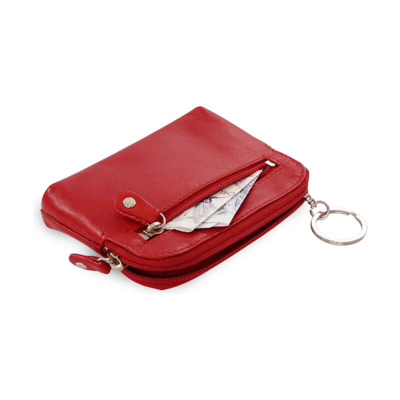 Arwel Väčšia červená kožená dvojzipsová kľúčenka 619-8104-31 36559844