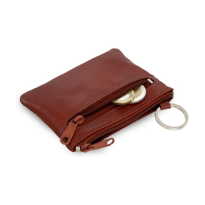 Arwel Hnedá kožená dvojzipsová kľúčenka 619-0370-41 36559925