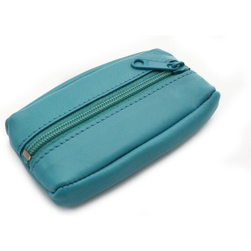 Arwel Tyrkysovo modrá kožená kľúčenka so zipsovým vreckom 619-2418-53 36560018