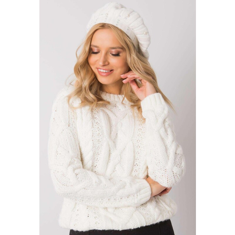 MladaModa Dámska čiapka baretka model 9055 farba ecru 36578085