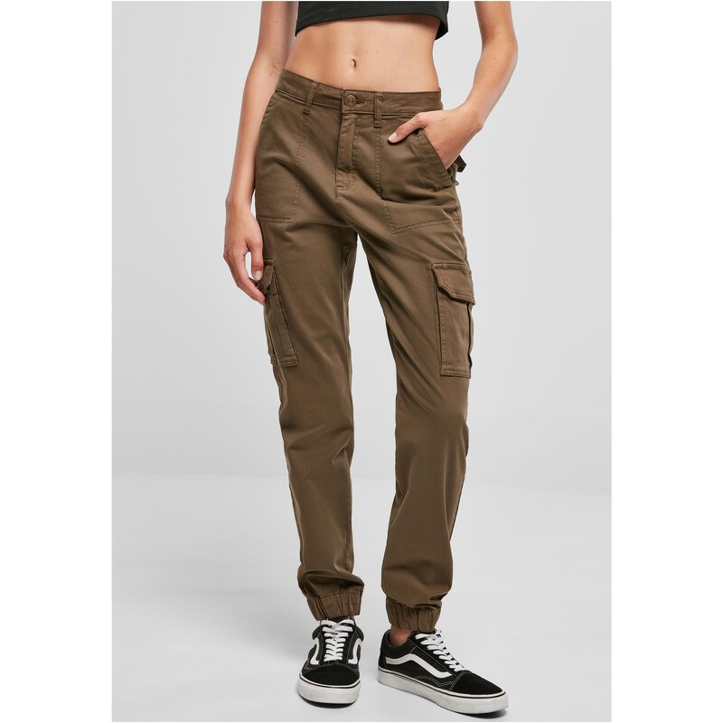 Urban Classics Womens cotton twill trousers olive 50604120