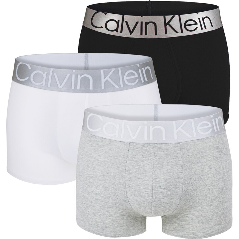 CALVIN KLEIN - boxerky 3PACK steel cotton black, white, gray color