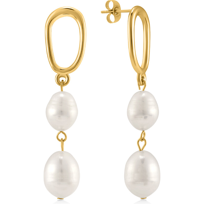 Troli Krásne pozlátené náušnice s pravými perlami VAAJDE201462G 66590140