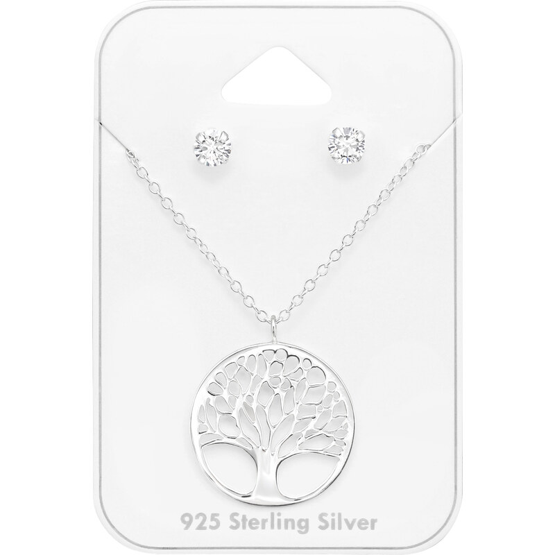 Glory Set strieborný náhrdelník strom života a zirkónové náušnice 36600675