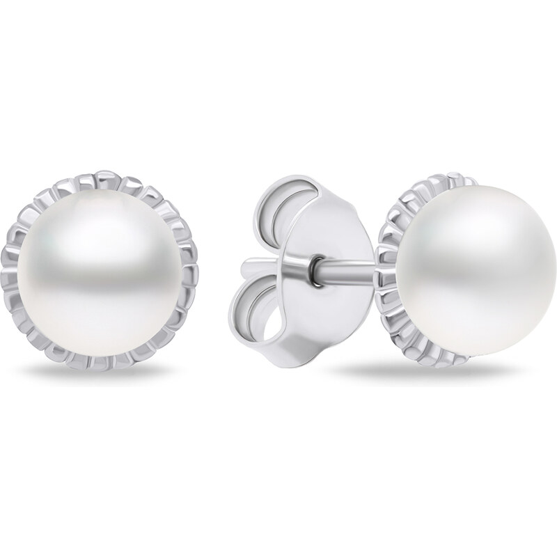 Brilio Silver Minimalistické strieborné náušnice s pravými perlami 66596002