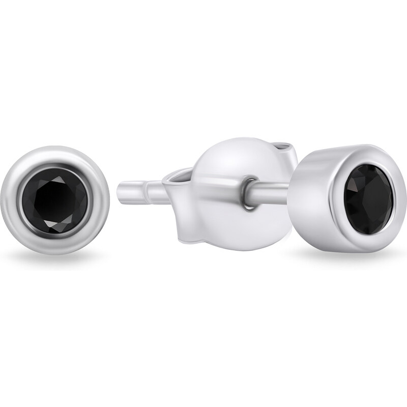 Brilio Silver Nadčasové strieborné náušnice s čiernymi zirkónmi 66579477