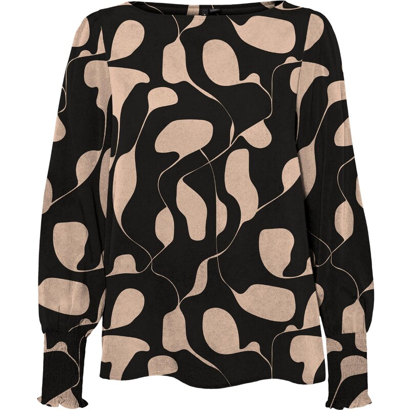 VERO MODA Blúzka LYDIA piesková / čierna 36631153