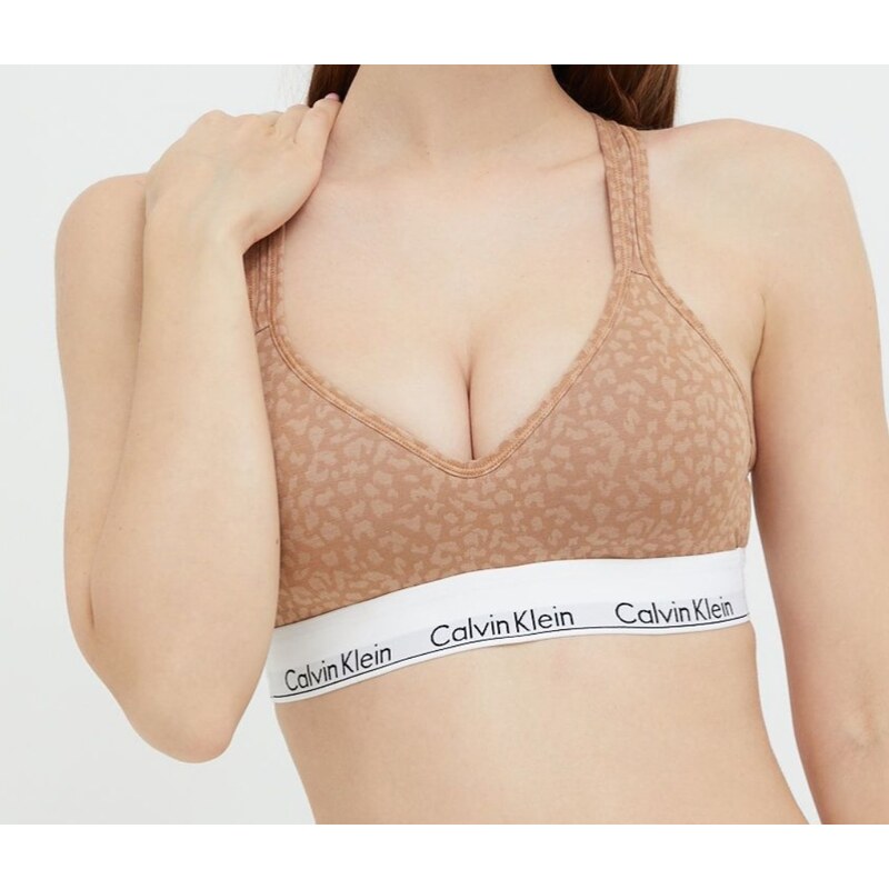 Dámska športová podprsenka QF1654E 796 hnedá/vzor - Calvin Klein 36636405