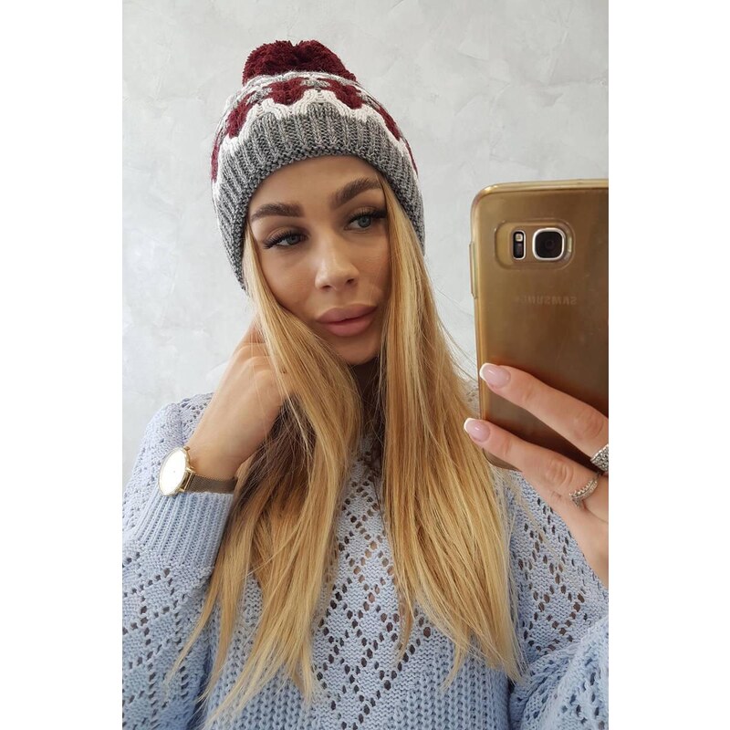 MladaModa Dámska čiapka s brmbolcom Laila K283 tmavošedá 36637035