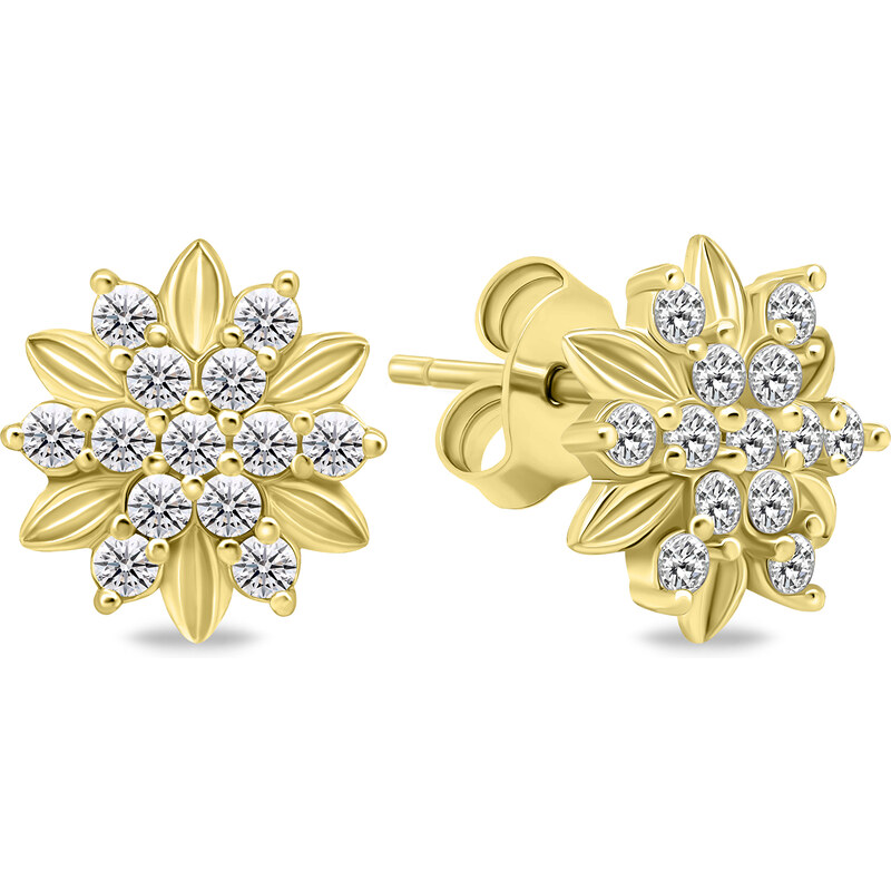 Brilio Silver Pozlátené kôstkové náušnice so zirkónmi EA614Y 66582023