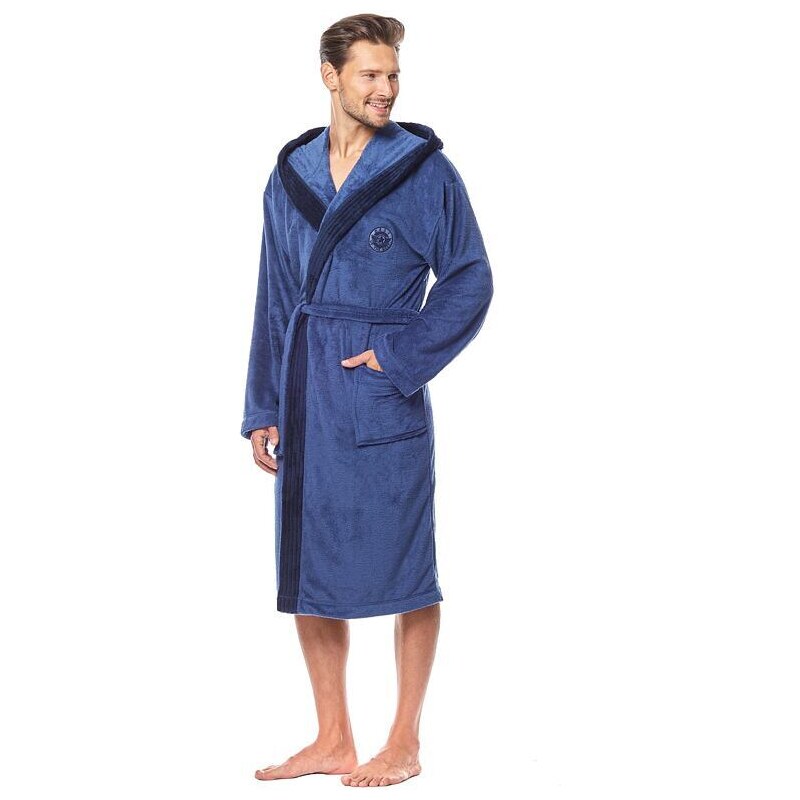 L&L Pánsky dlhý župan George 2 modrý 11488079