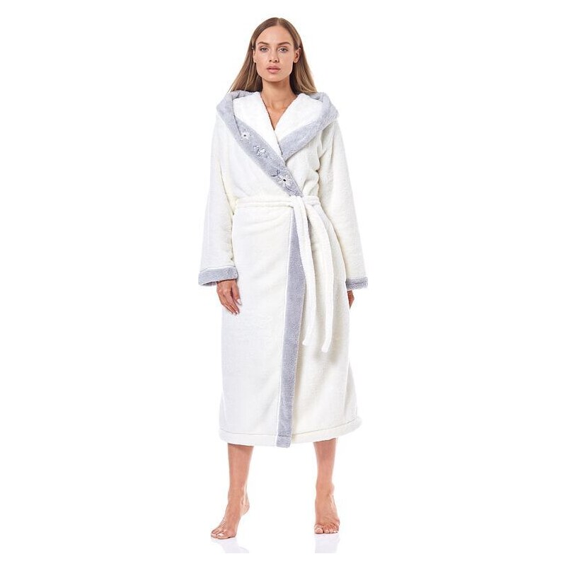 L&L Dámsky župan Flower ecru dlhý 18671922