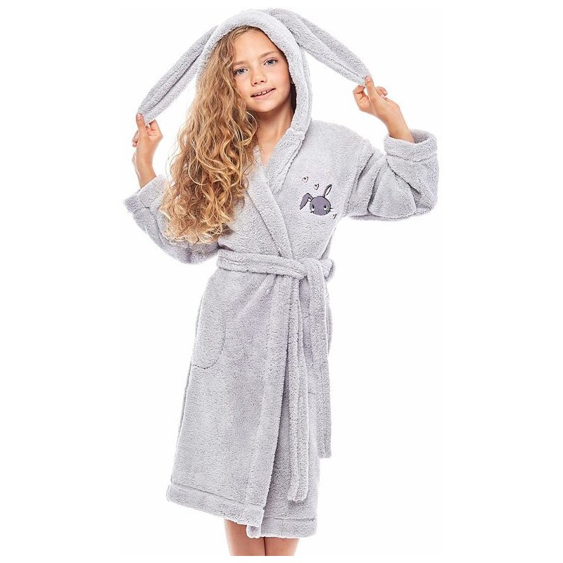 L&L Dievčenský župan s ušami Bunny sivý 60598972