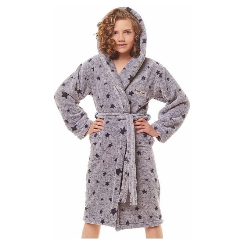 L&L Dievčenský župan Dream star sivý s hviezdičkami 27019496