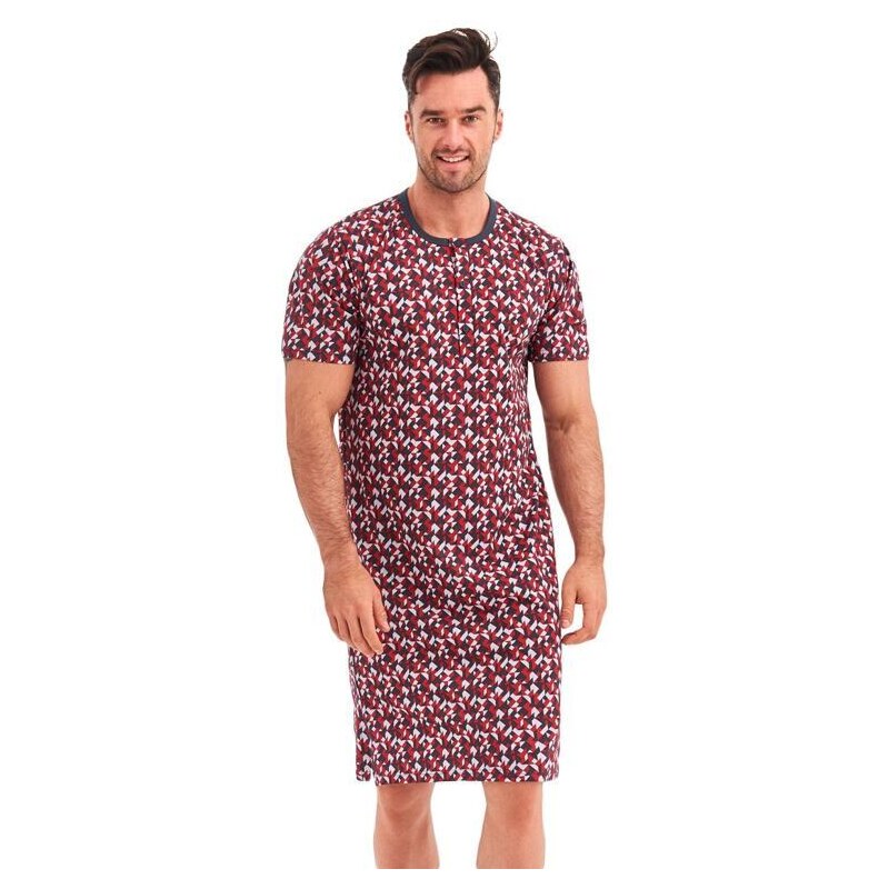 Taro Pánska nočná košeľa Filip sivo-červená 65624576