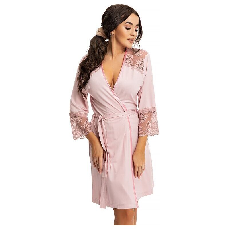 Dorota Dámsky župan Sindy ružový s čipkou 30363999