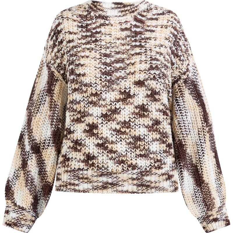 MYMO Sveter béžová / tmavohnedá / biela 54235836