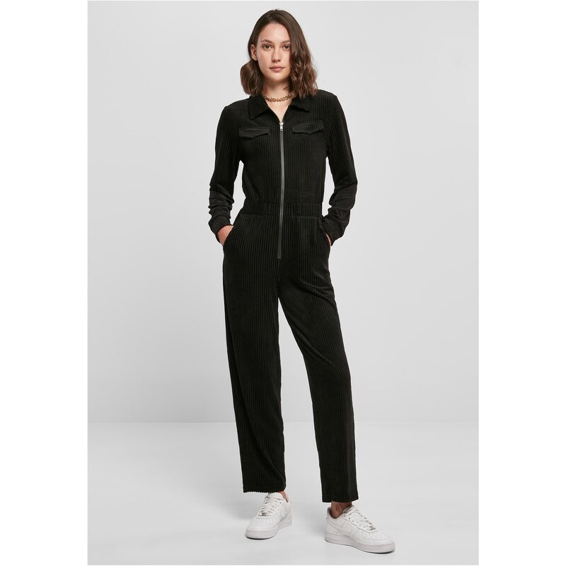 Urban Classics Womens Velvet Rib Boiler Suit Black 50680285