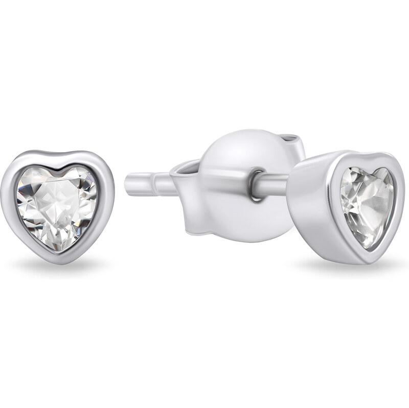 Brilio Silver Nežné strieborné náušnice so zirkónmi Srdiečka EA599W 66585038