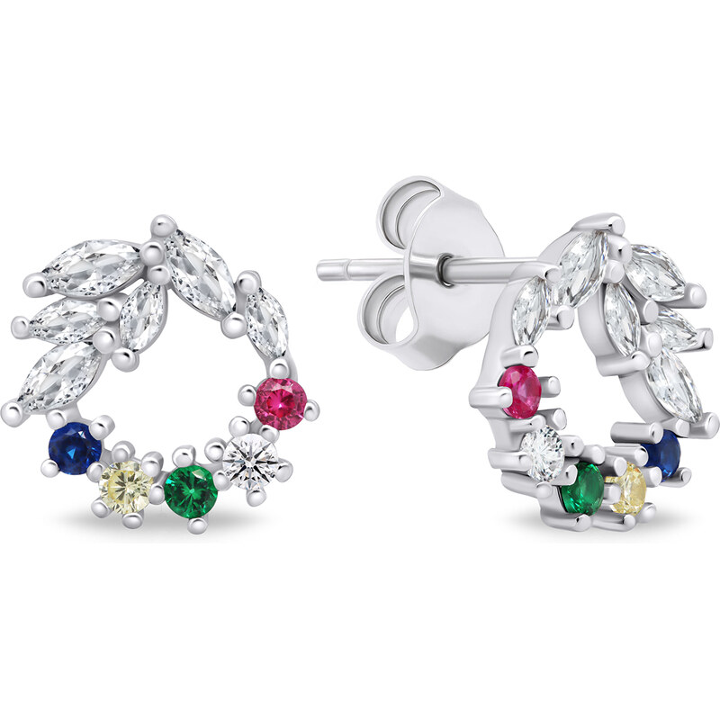 Brilio Silver Slušivé strieborné náušnice so zirkónmi EA720W 66580945